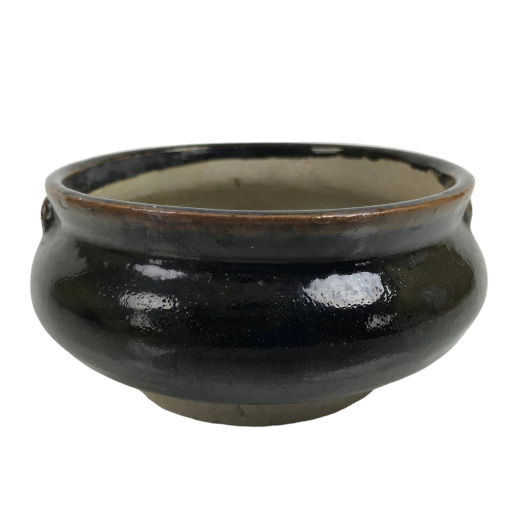 Japanese Buddhist Altar Fitting Ceramic Incense Burner Vtg Koro Black BA363