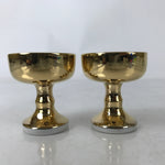 Japanese Buddhist Altar Fitting Ceramic Rice Offering Cup Vtg 2pc Gold BA579