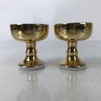 Japanese Buddhist Altar Fitting Ceramic Rice Offering Cup Vtg 2pc Gold BA579