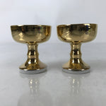 Japanese Buddhist Altar Fitting Ceramic Rice Offering Cup Vtg 2pc Gold BA579