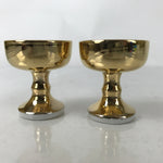 Japanese Buddhist Altar Fitting Ceramic Rice Offering Cup Vtg 2pc Gold BA579