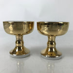 Japanese Buddhist Altar Fitting Ceramic Rice Offering Cup Vtg 2pc Gold BA579