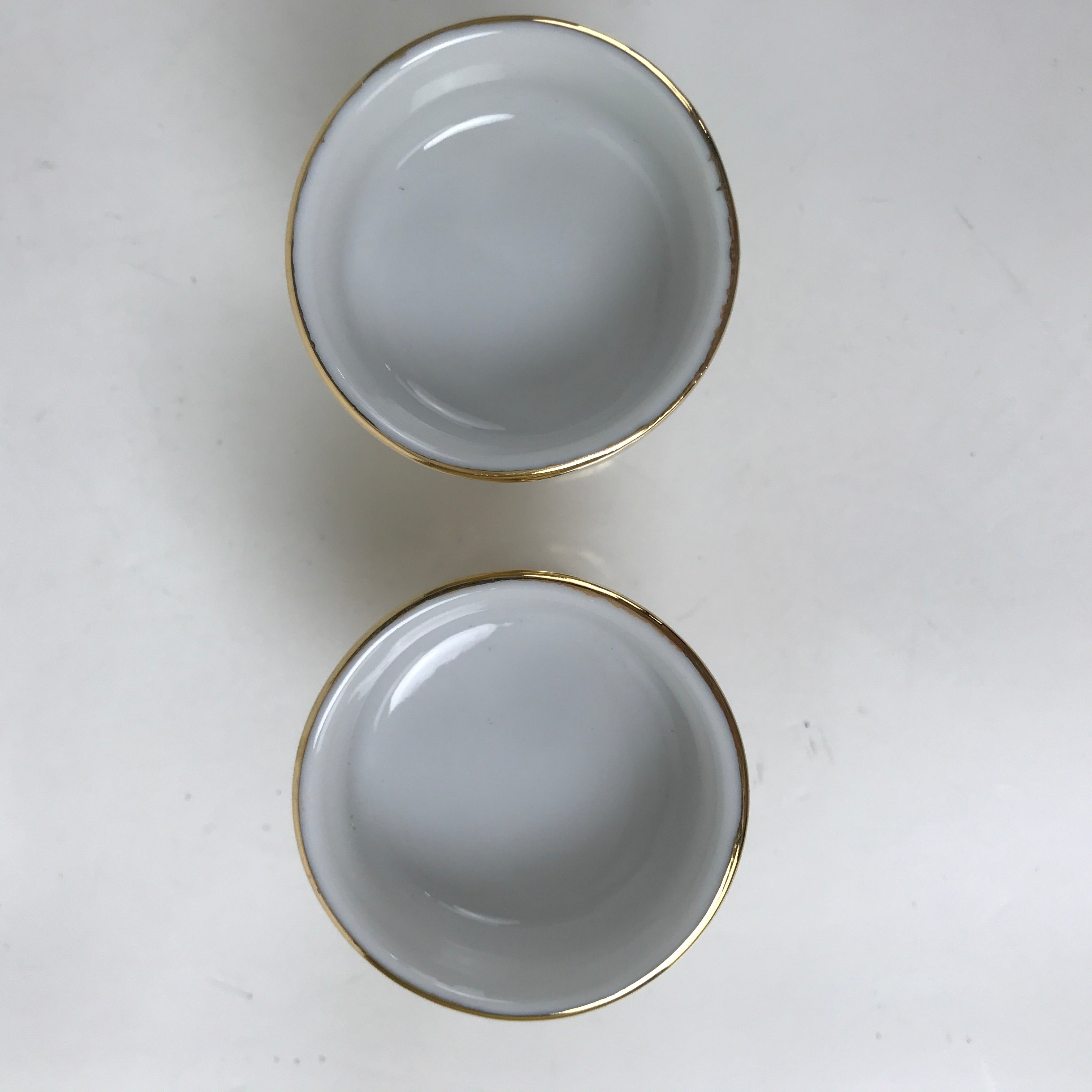 Japanese Buddhist Altar Fitting Ceramic Rice Offering Cup Vtg 2pc Gold BA579