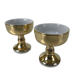 Japanese Buddhist Altar Fitting Ceramic Rice Offering Cup Vtg 2pc Gold BA579