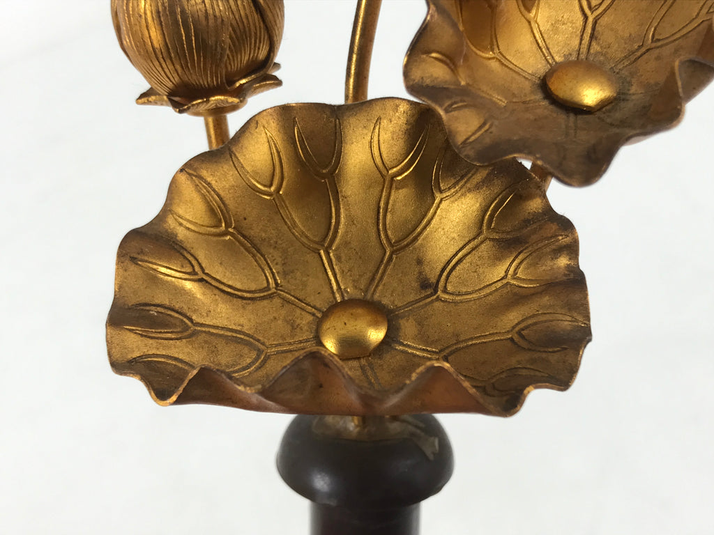 Japanese Buddhist Altar Fitting Copper Golden Lotus Flowers Vtg Jouka Gold BA681