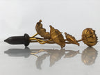 Japanese Buddhist Altar Fitting Copper Golden Lotus Flowers Vtg Jouka Gold BA681