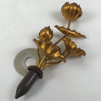 Japanese Buddhist Altar Fitting Copper Golden Lotus Flowers Vtg Jouka Gold BA681