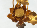 Japanese Buddhist Altar Fitting Copper Golden Lotus Flowers Vtg Jouka Gold BA682