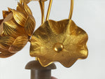 Japanese Buddhist Altar Fitting Copper Golden Lotus Flowers Vtg Jouka Gold BA682