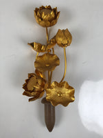 Japanese Buddhist Altar Fitting Copper Golden Lotus Flowers Vtg Jouka Gold BA682