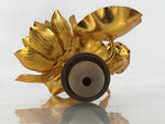 Japanese Buddhist Altar Fitting Copper Golden Lotus Flowers Vtg Jouka Gold BA682