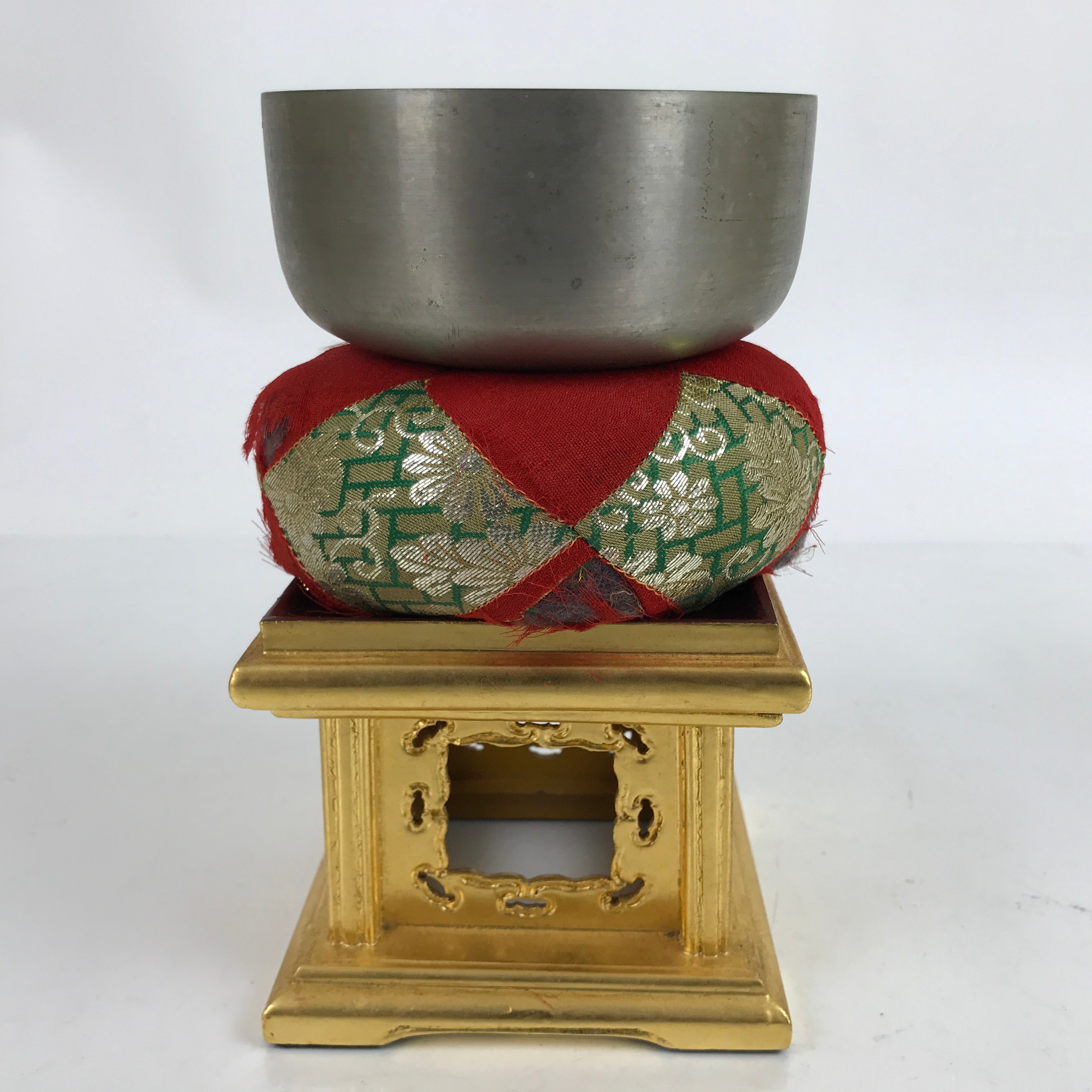 Japanese Buddhist Altar Fitting Copper Orin Bell Singing Bowl Gold Stand BA354