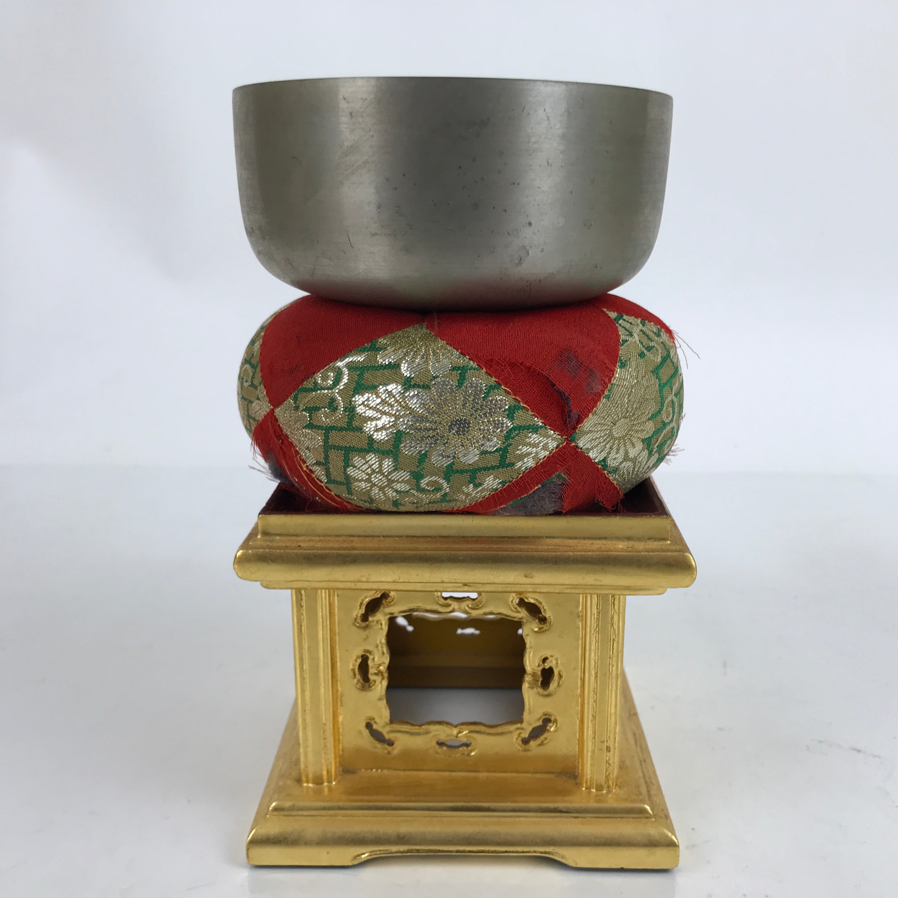 Japanese Buddhist Altar Fitting Copper Orin Bell Singing Bowl Gold Stand BA354