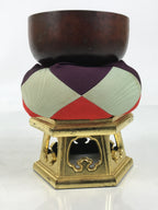 Japanese Buddhist Altar Fitting Copper Orin Bell Singing Bowl Resin Stand BA616