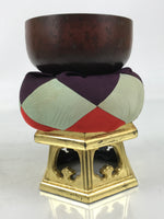 Japanese Buddhist Altar Fitting Copper Orin Bell Singing Bowl Resin Stand BA616