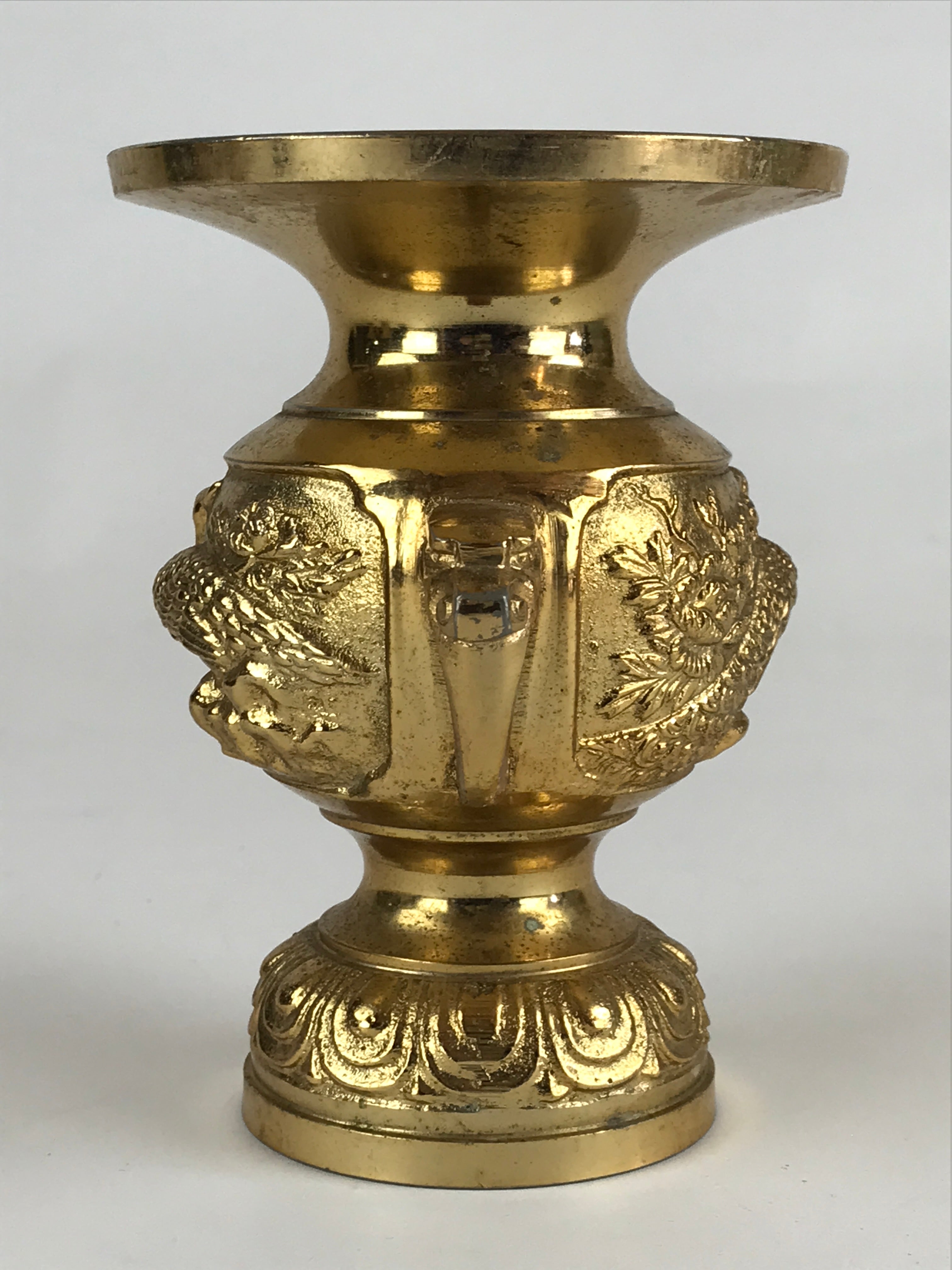 Japanese Buddhist Altar Fitting Flower Vase Vtg Flower Stand Brass Hanatate Kabi