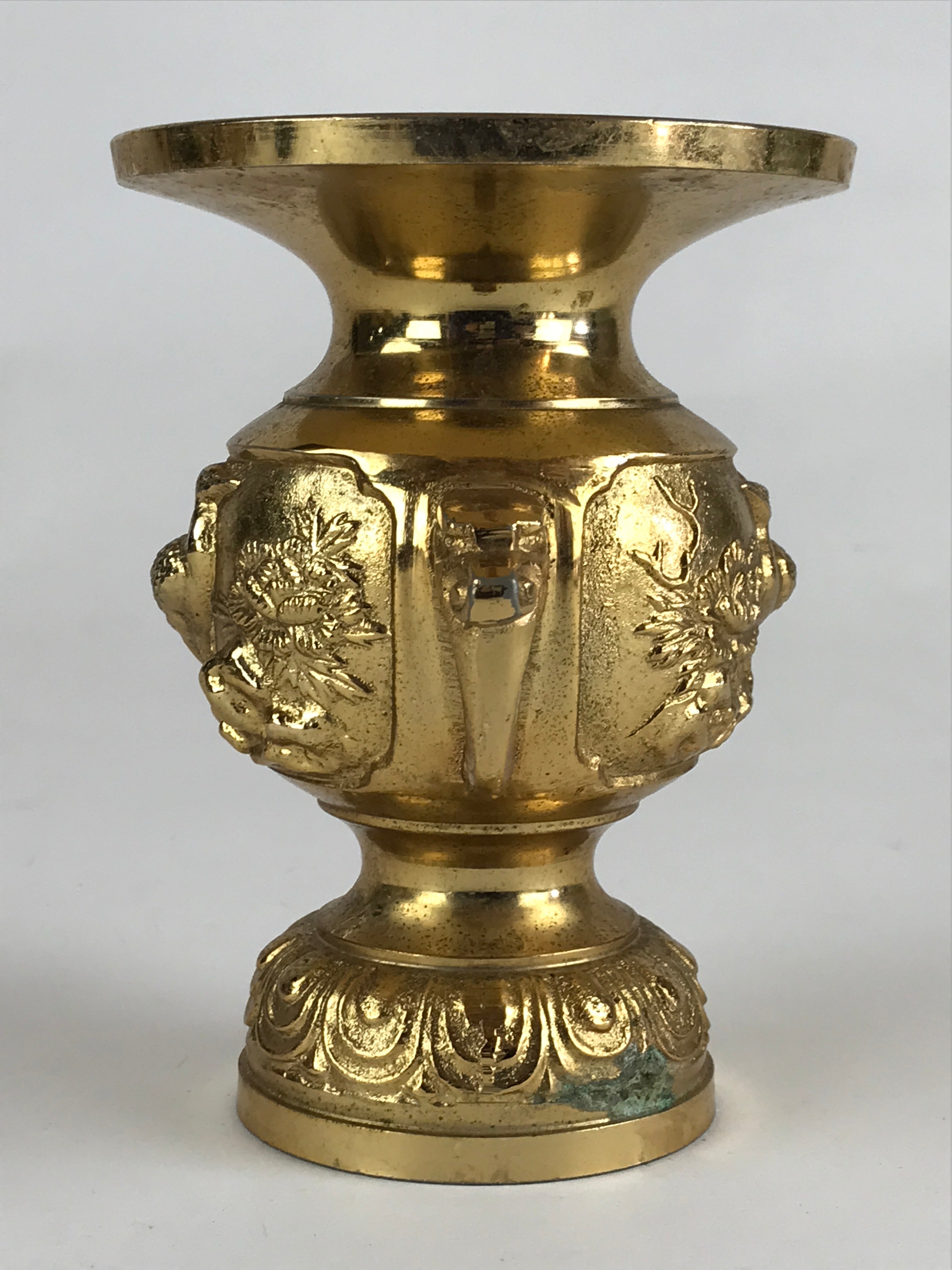 Japanese Buddhist Altar Fitting Flower Vase Vtg Flower Stand Brass Hanatate Kabi
