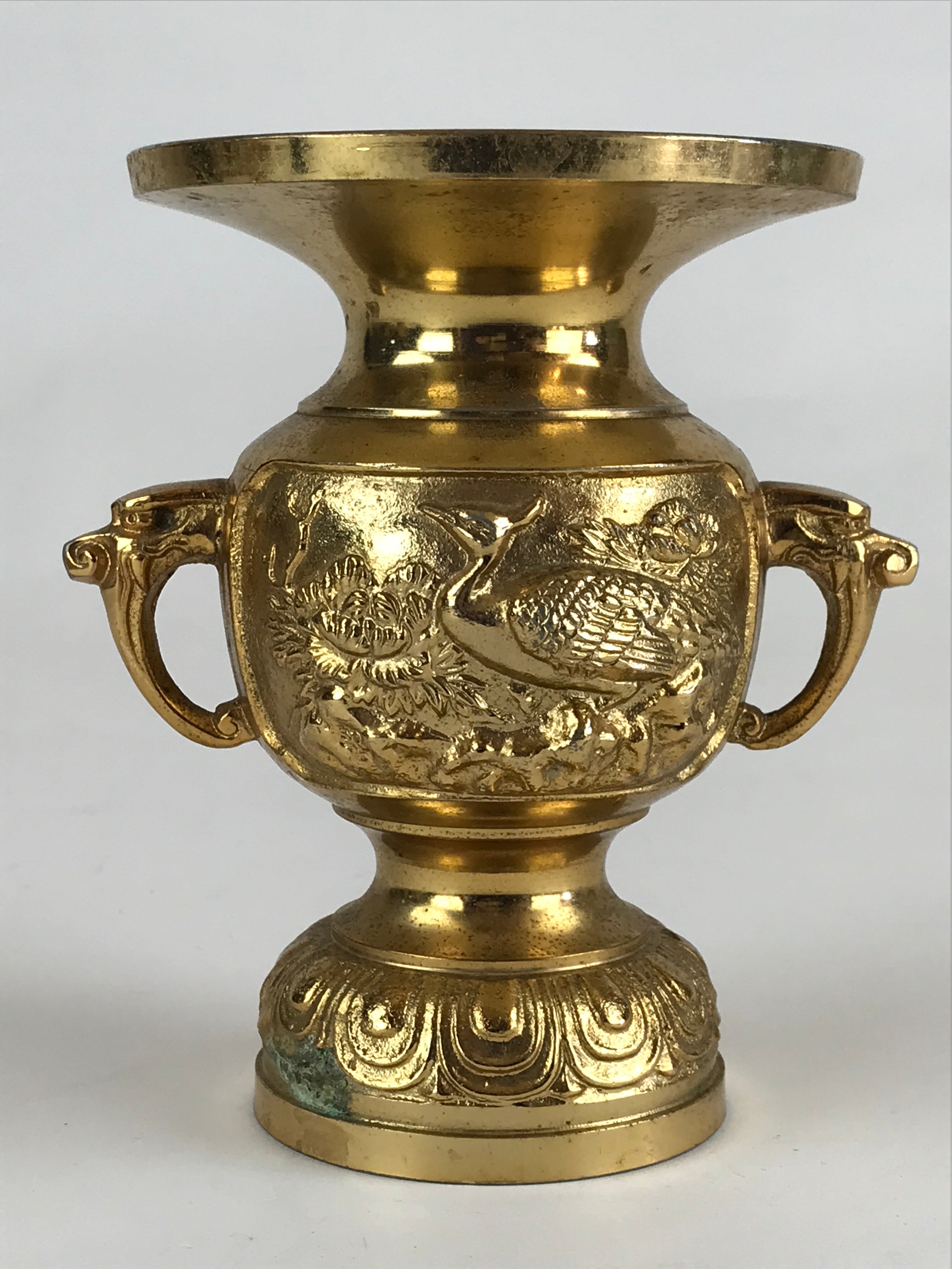 Japanese Buddhist Altar Fitting Flower Vase Vtg Flower Stand Brass Hanatate Kabi
