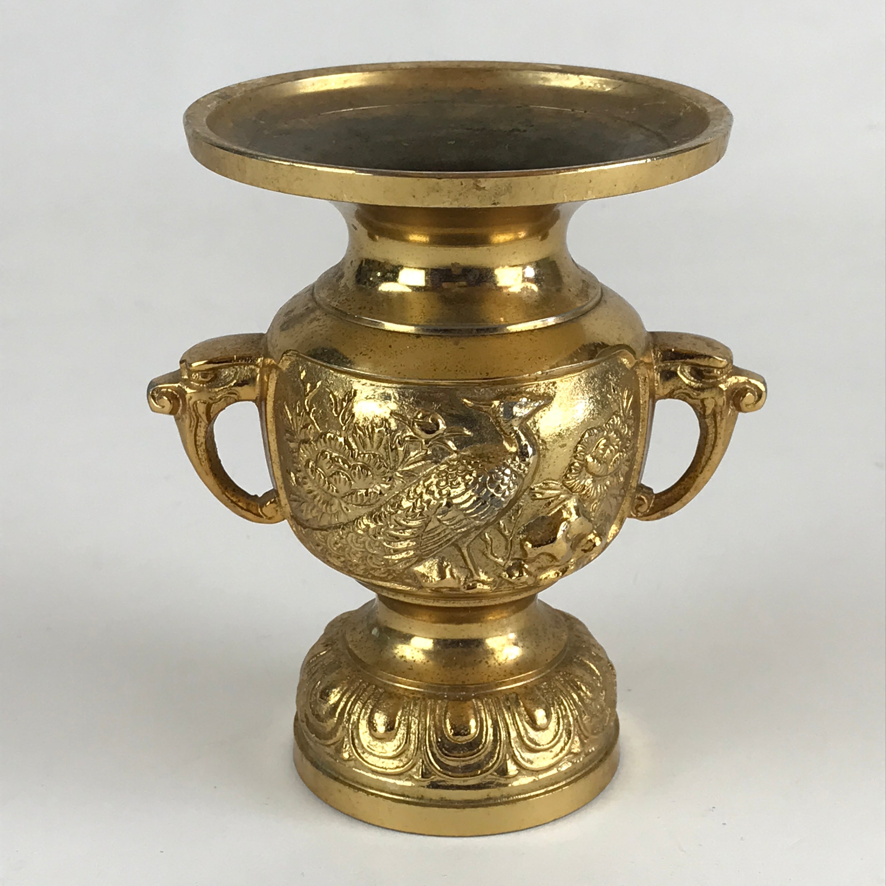 Japanese Buddhist Altar Fitting Flower Vase Vtg Flower Stand Brass Hanatate Kabi
