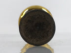 Japanese Buddhist Altar Fitting Glass Candle Stand Vtg Metal Shokudai Gold BA334