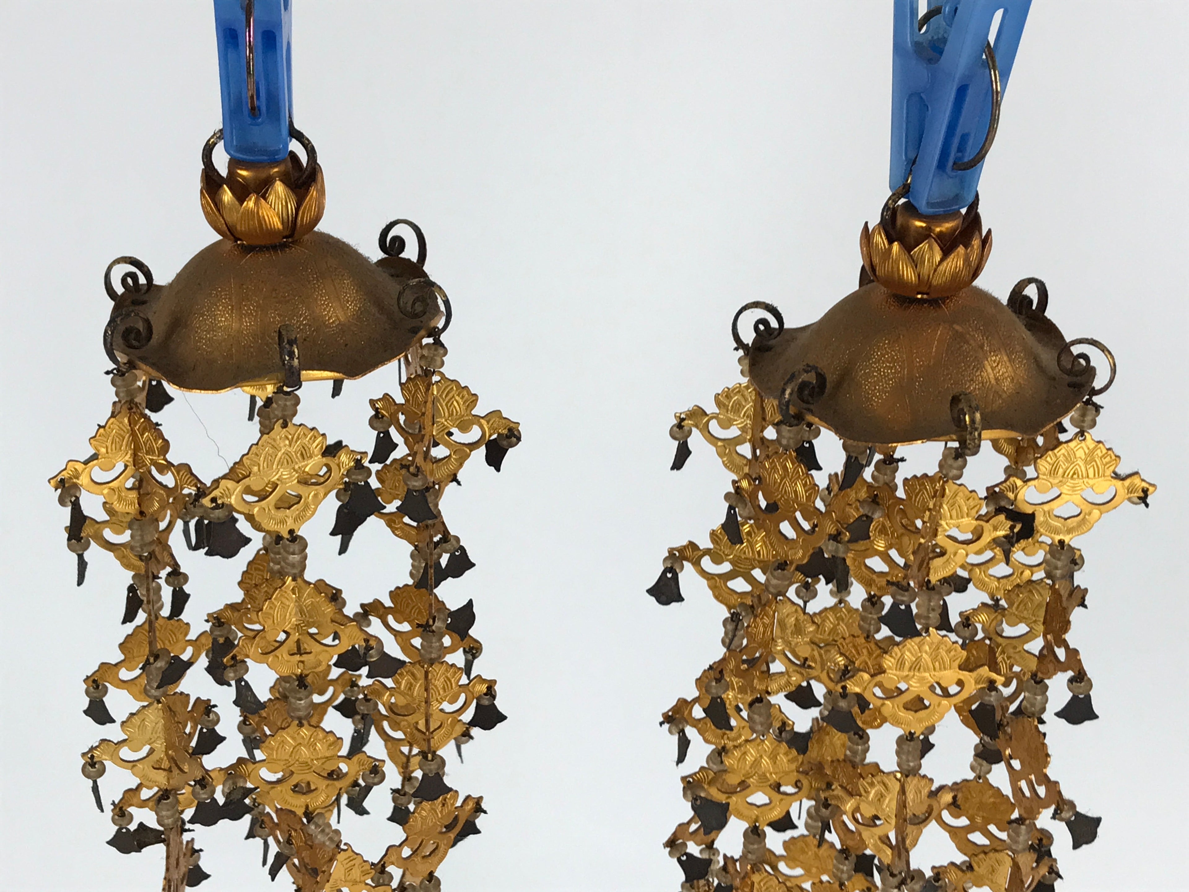 Japanese Buddhist Altar Fitting Hanging Lantern Brass Yoraku Vtg Butsugu BA216