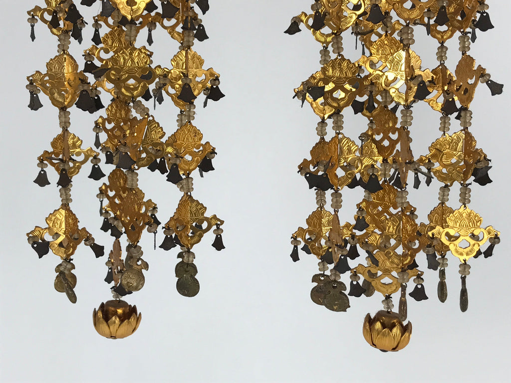 Japanese Buddhist Altar Fitting Hanging Lantern Brass Yoraku Vtg Butsugu BA216