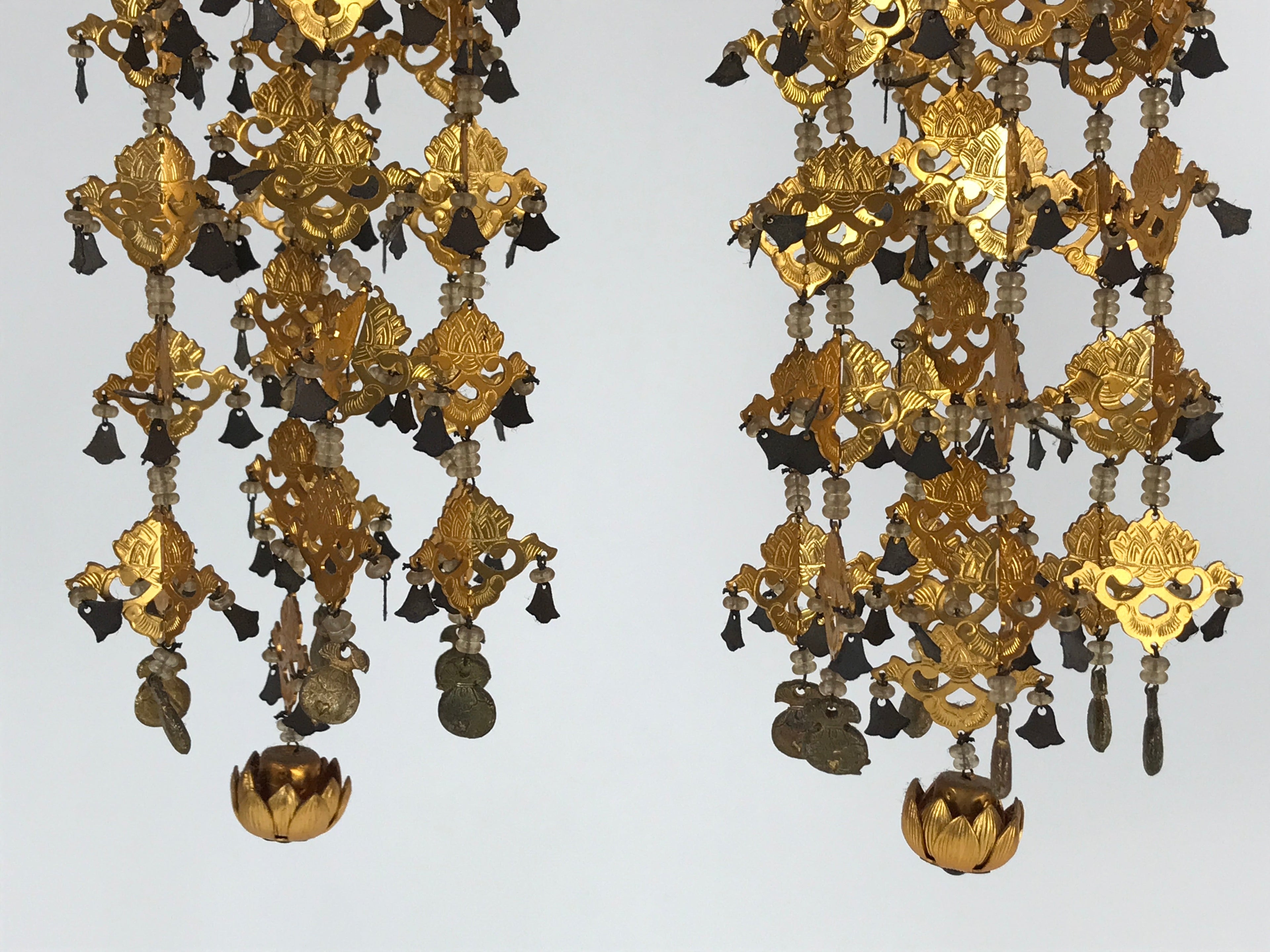 Japanese Buddhist Altar Fitting Hanging Lantern Brass Yoraku Vtg Butsugu BA216