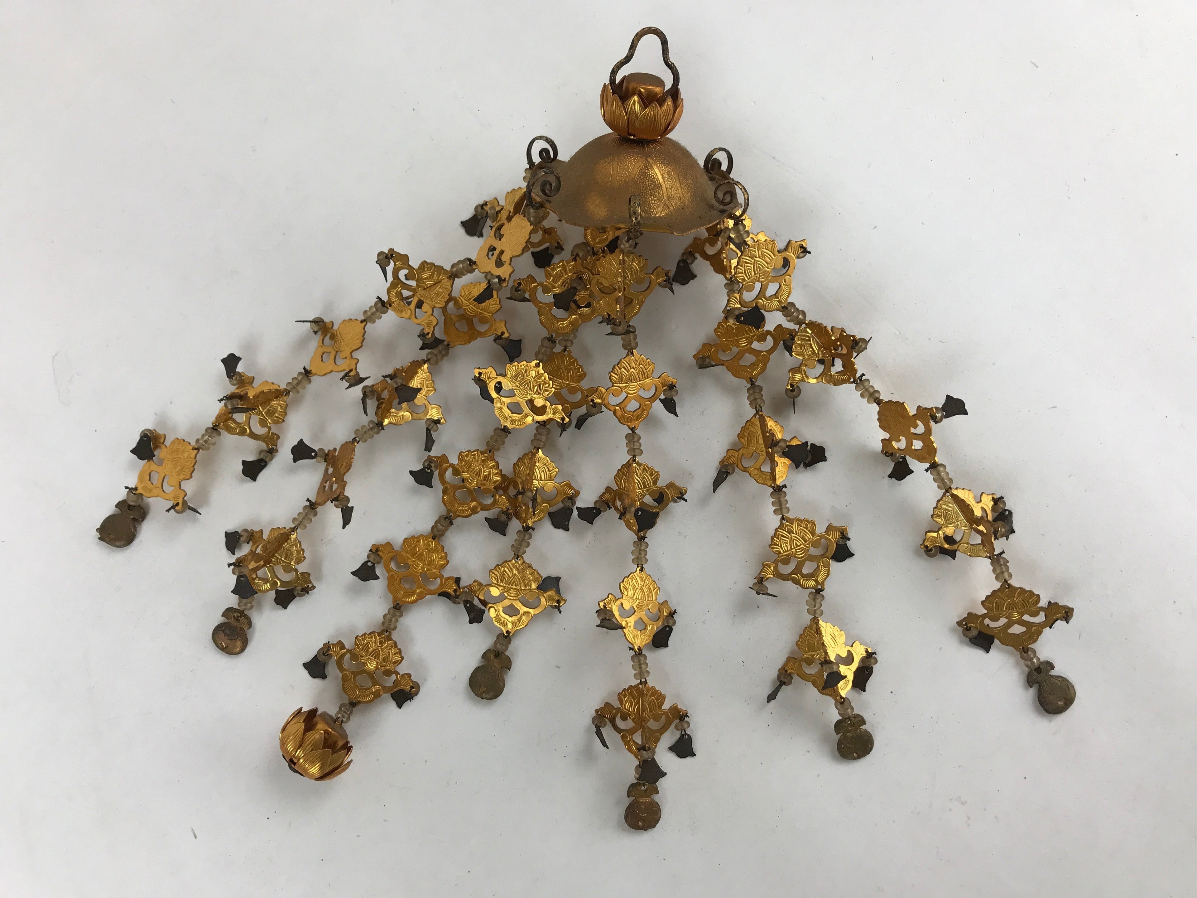 Japanese Buddhist Altar Fitting Hanging Lantern Brass Yoraku Vtg Butsugu BA216