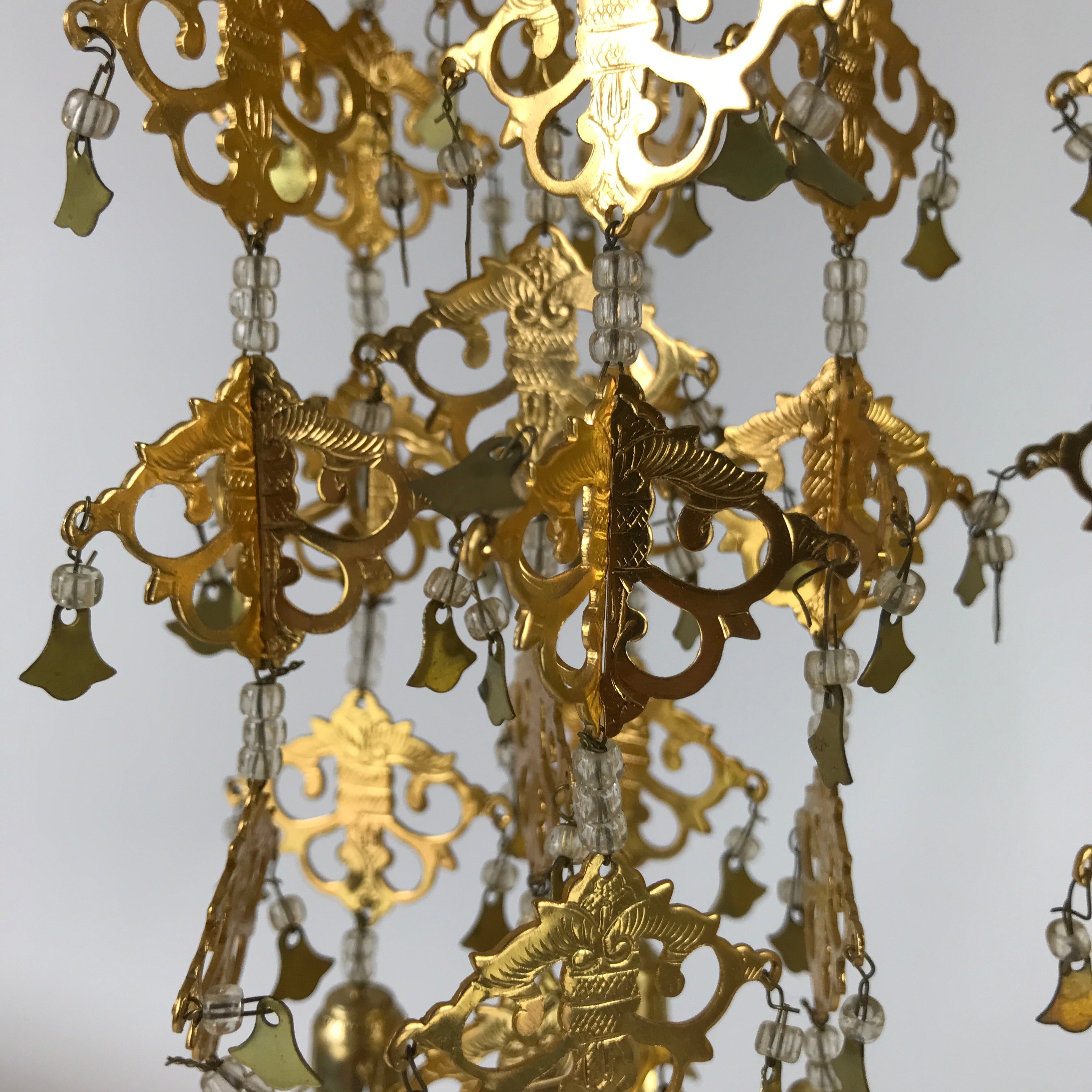 Japanese Buddhist Altar Fitting Hanging Lantern Brass Yoraku Vtg Butsugu BA483