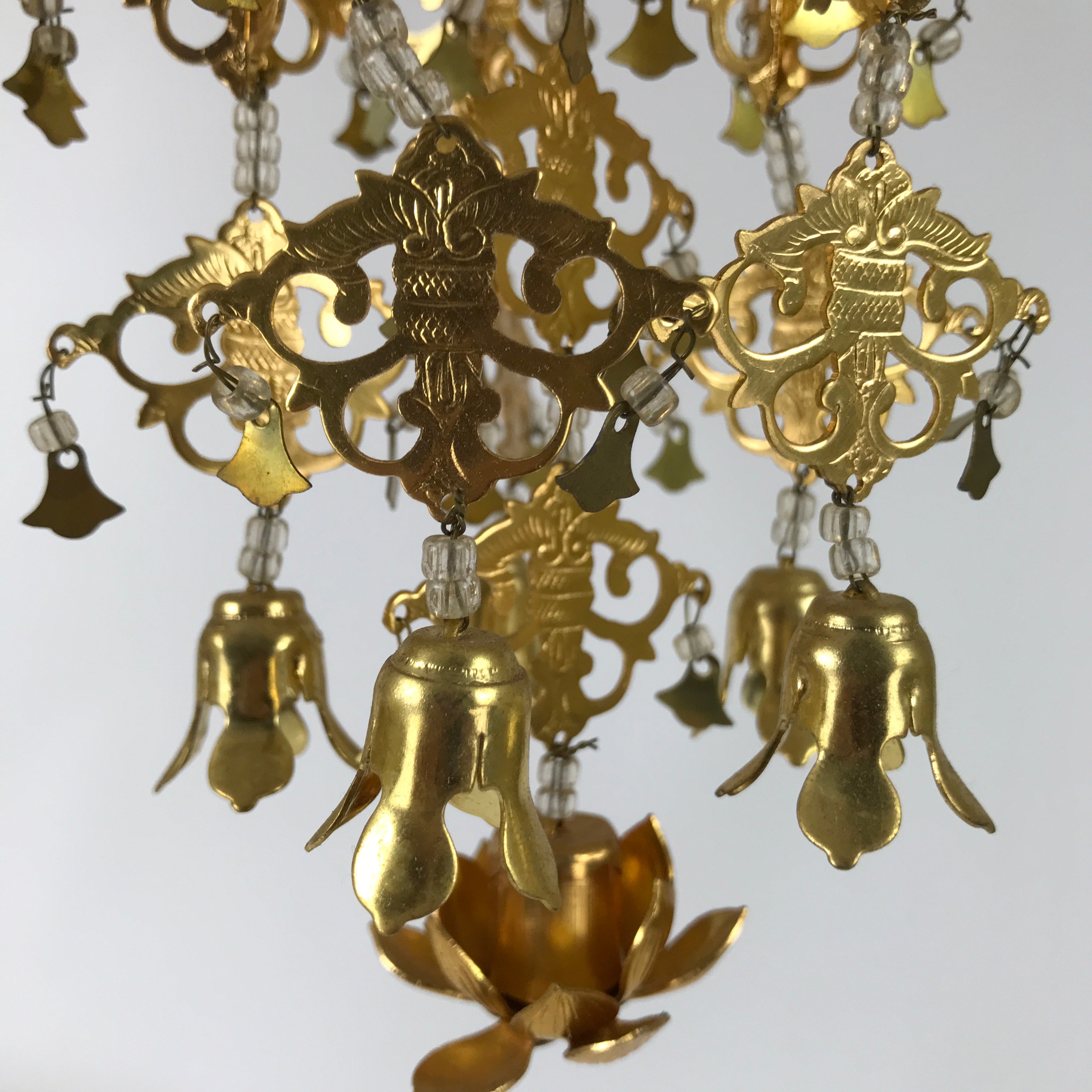 Japanese Buddhist Altar Fitting Hanging Lantern Brass Yoraku Vtg Butsugu BA483