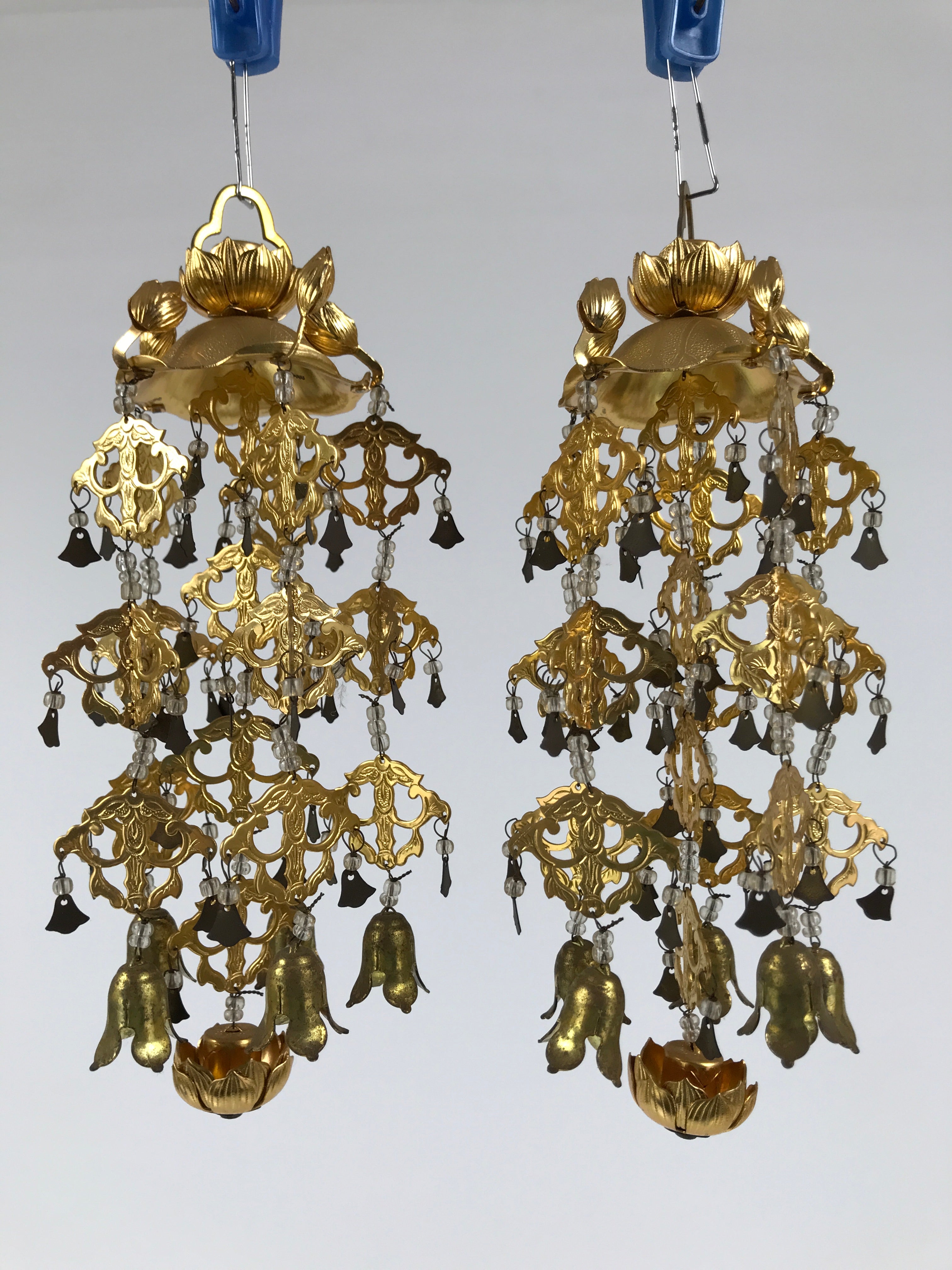 Japanese Buddhist Altar Fitting Hanging Lantern Brass Yoraku Vtg Butsugu BA841