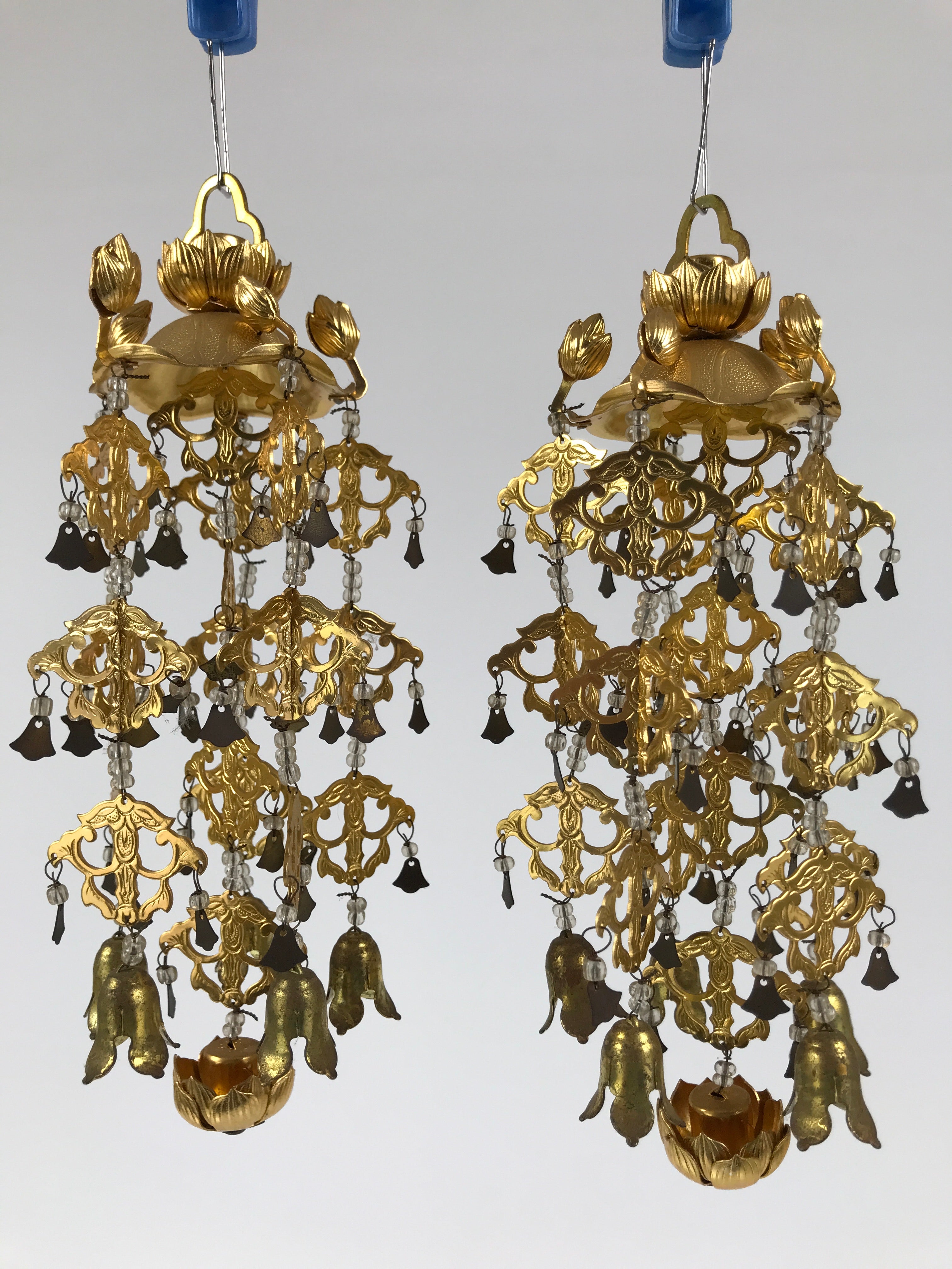 Japanese Buddhist Altar Fitting Hanging Lantern Brass Yoraku Vtg Butsugu BA841