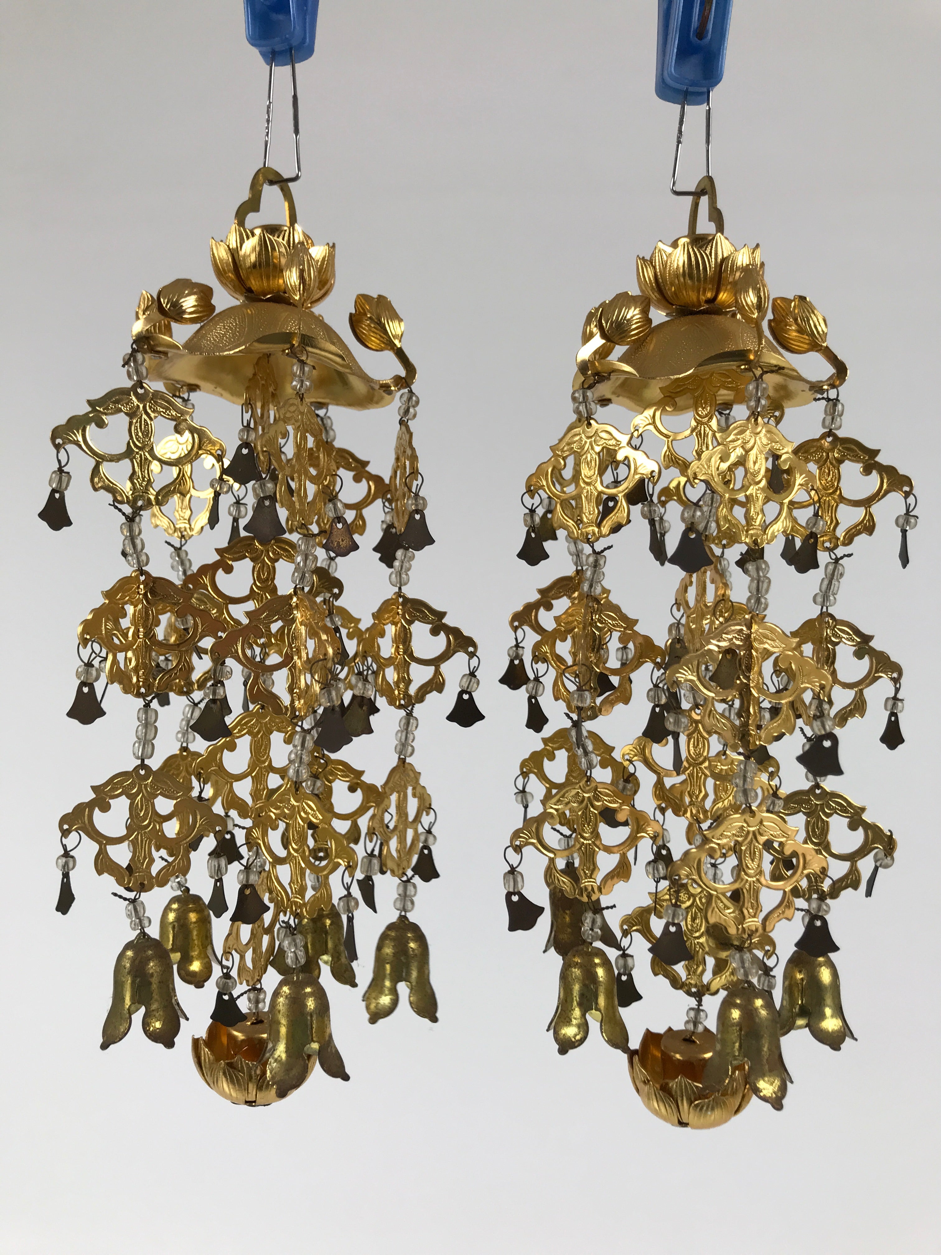 Japanese Buddhist Altar Fitting Hanging Lantern Brass Yoraku Vtg Butsugu BA841