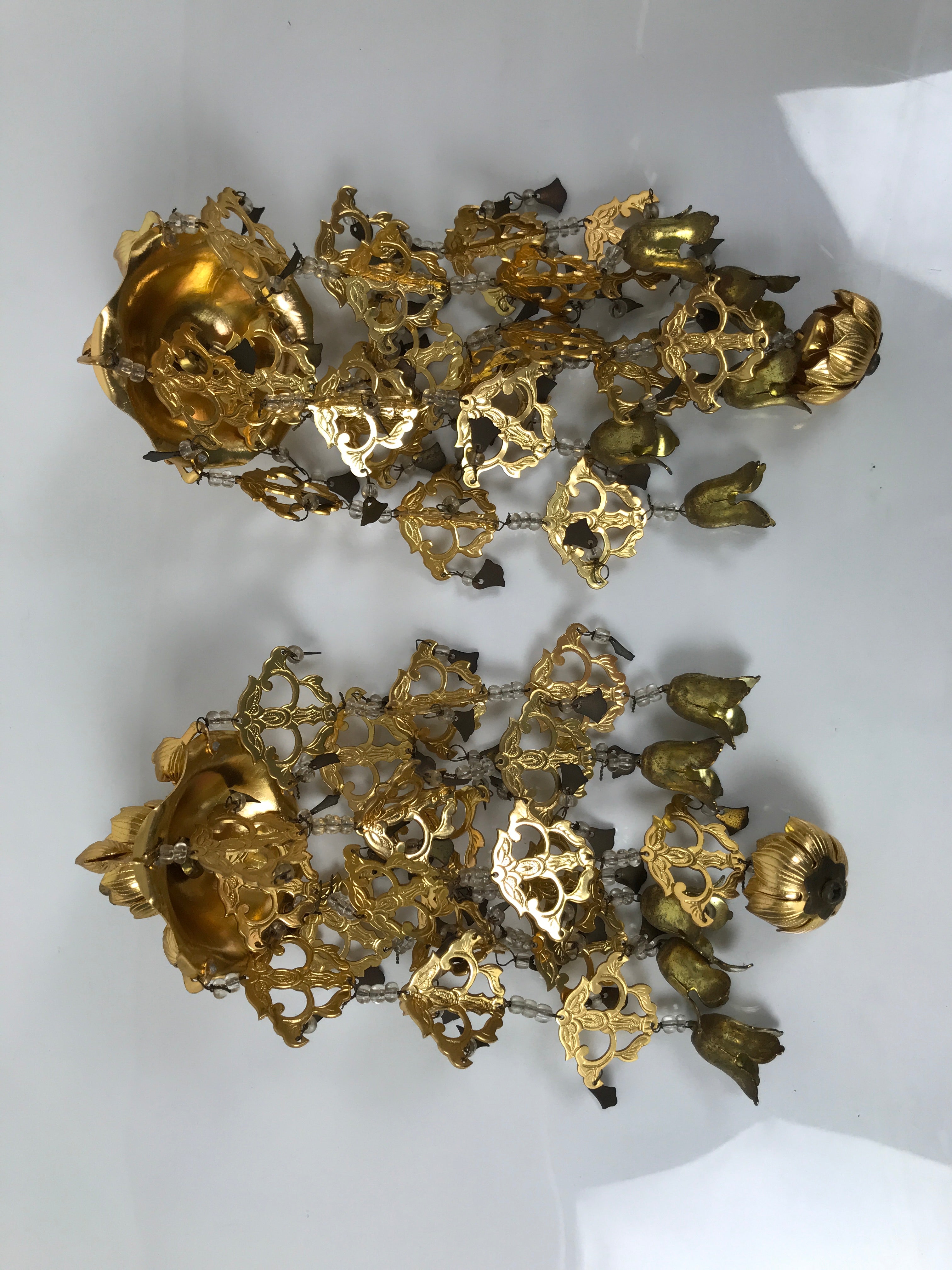 Japanese Buddhist Altar Fitting Hanging Lantern Brass Yoraku Vtg Butsugu BA841