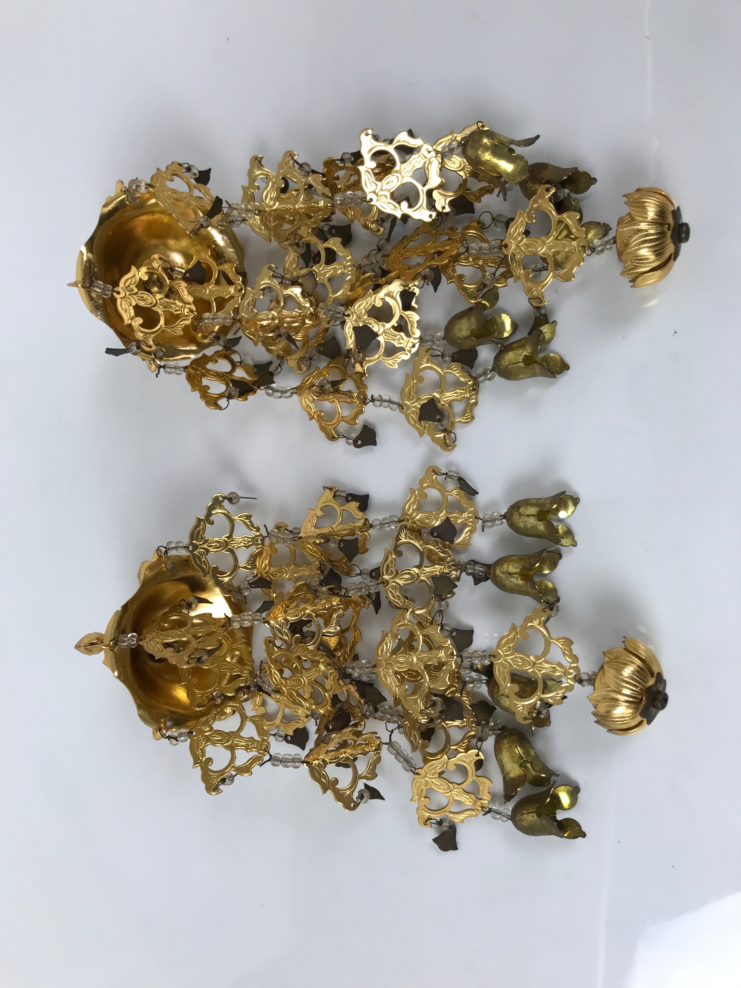 Japanese Buddhist Altar Fitting Hanging Lantern Brass Yoraku Vtg Butsugu BA841