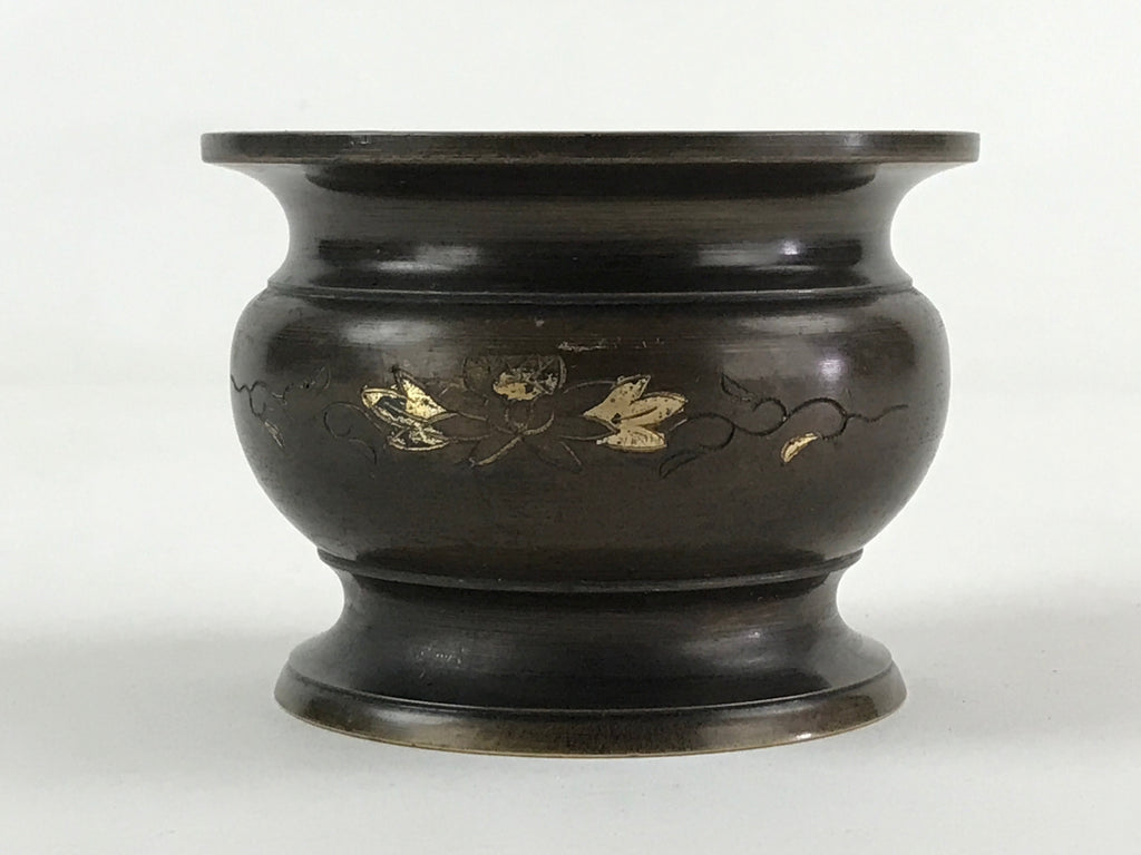 Japanese Buddhist Altar Fitting Incense Burner Vtg Koro Cup Lotus Brown BA33