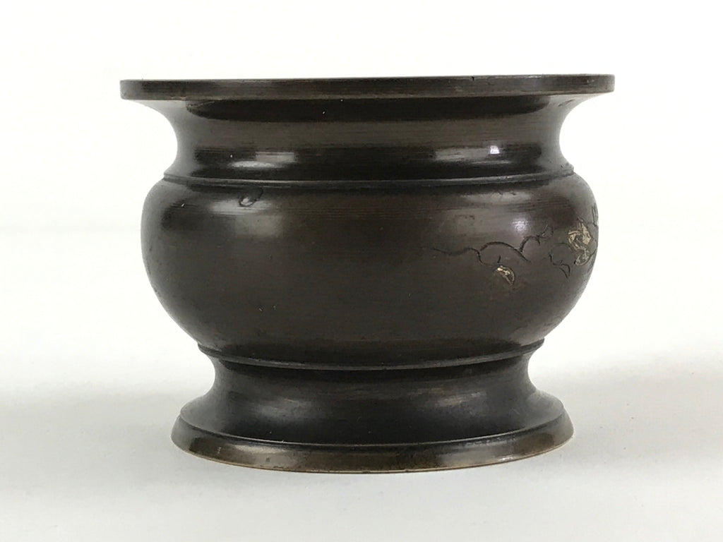 Japanese Buddhist Altar Fitting Incense Burner Vtg Koro Cup Lotus Brown BA33