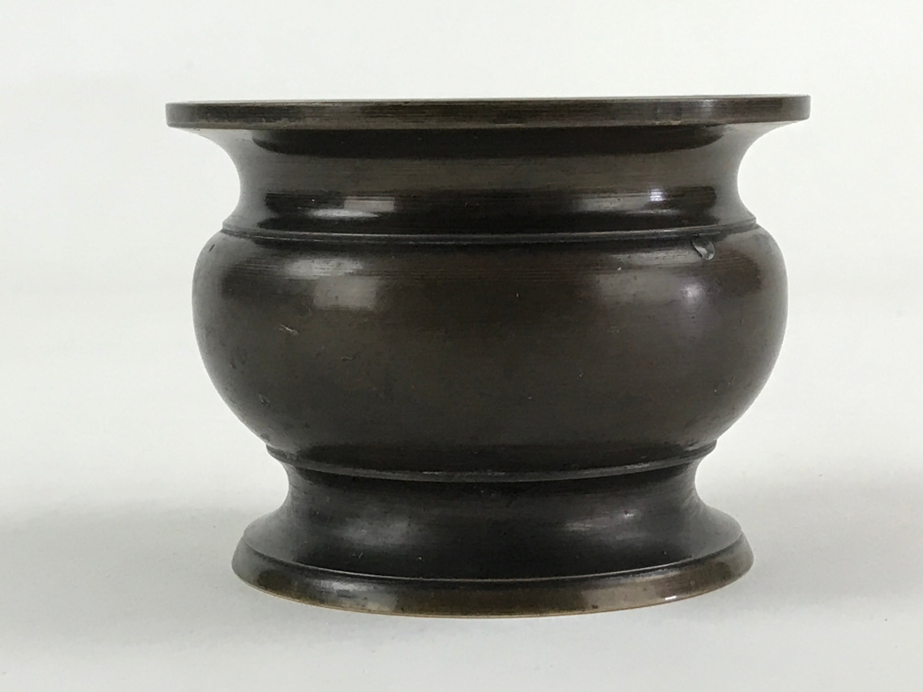 Japanese Buddhist Altar Fitting Incense Burner Vtg Koro Cup Lotus Brown BA33