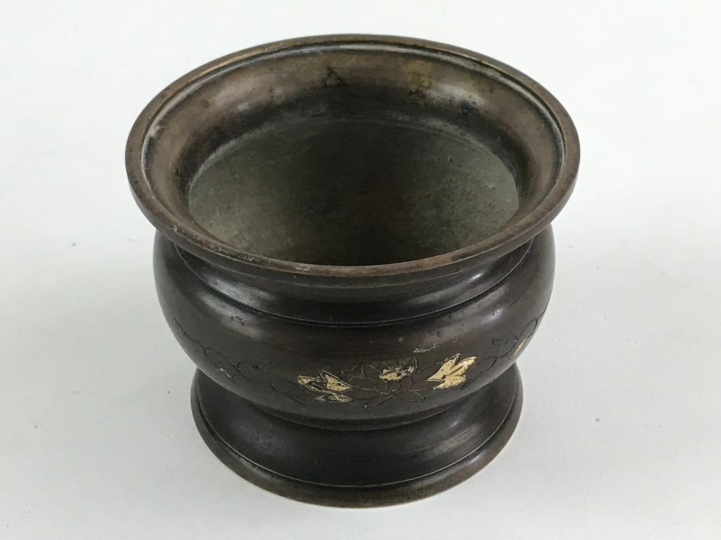Japanese Buddhist Altar Fitting Incense Burner Vtg Koro Cup Lotus Brown BA33