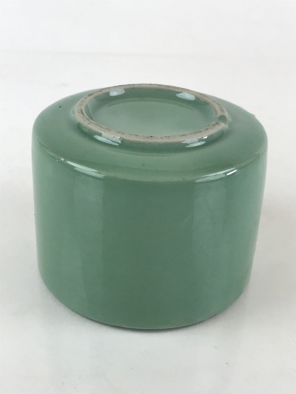 Japanese Buddhist Altar Fitting Incense Burner Vtg Light Green glaze Koro Butsug