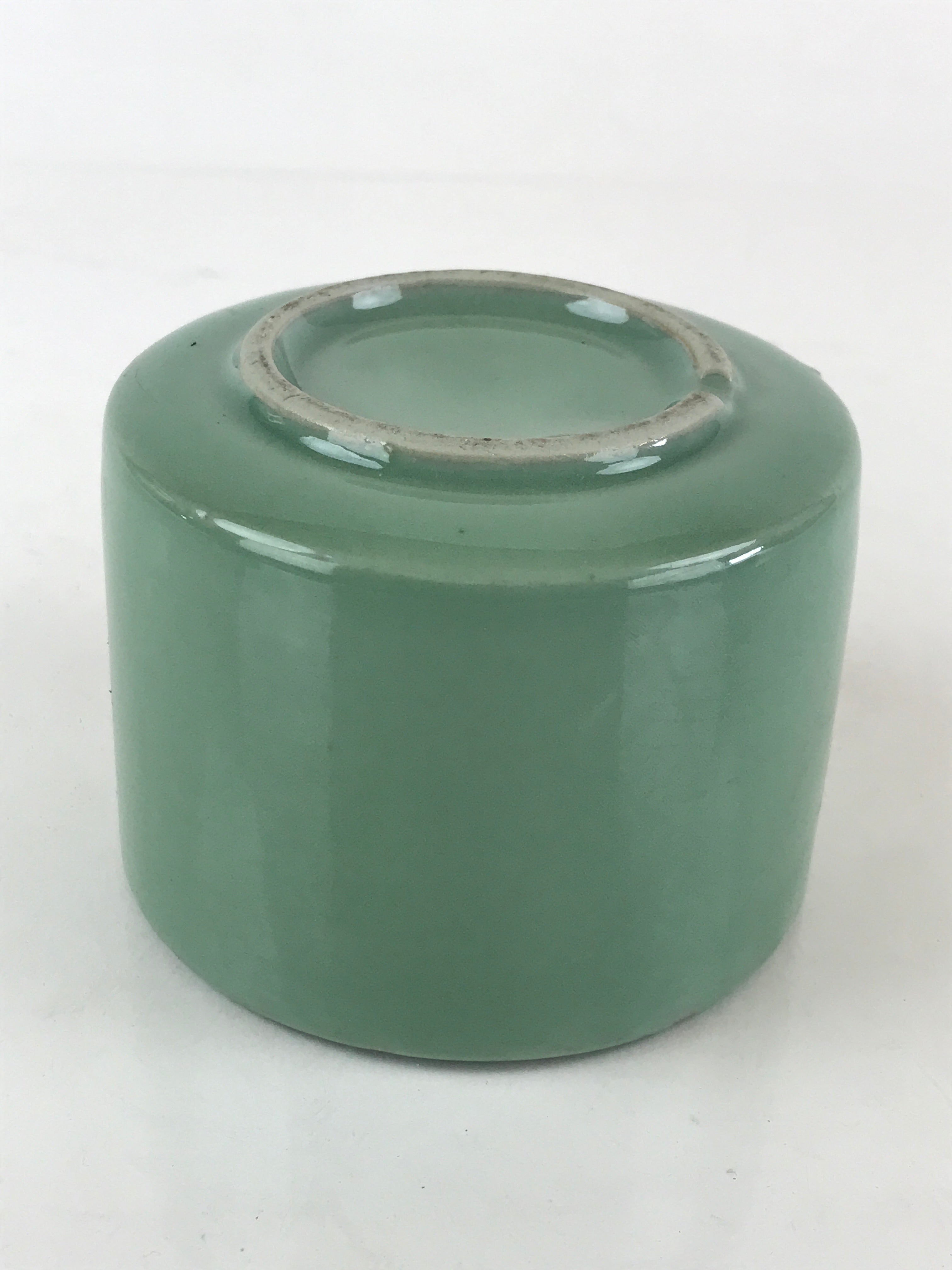 Japanese Buddhist Altar Fitting Incense Burner Vtg Light Green glaze Koro Butsug