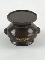 Japanese Buddhist Altar Fitting Incense Burner Vtg Metal Koro Brown Leaf BA43