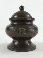 Japanese Buddhist Altar Fitting Incense Burner Vtg Metal Koro Brown Leaf BA43