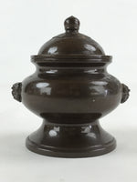 Japanese Buddhist Altar Fitting Incense Burner Vtg Metal Koro Brown Leaf BA43