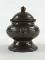 Japanese Buddhist Altar Fitting Incense Burner Vtg Metal Koro Brown Leaf BA43
