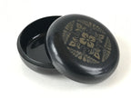 Japanese Buddhist Altar Fitting Incense Container Round Kogo Black Flower BU971