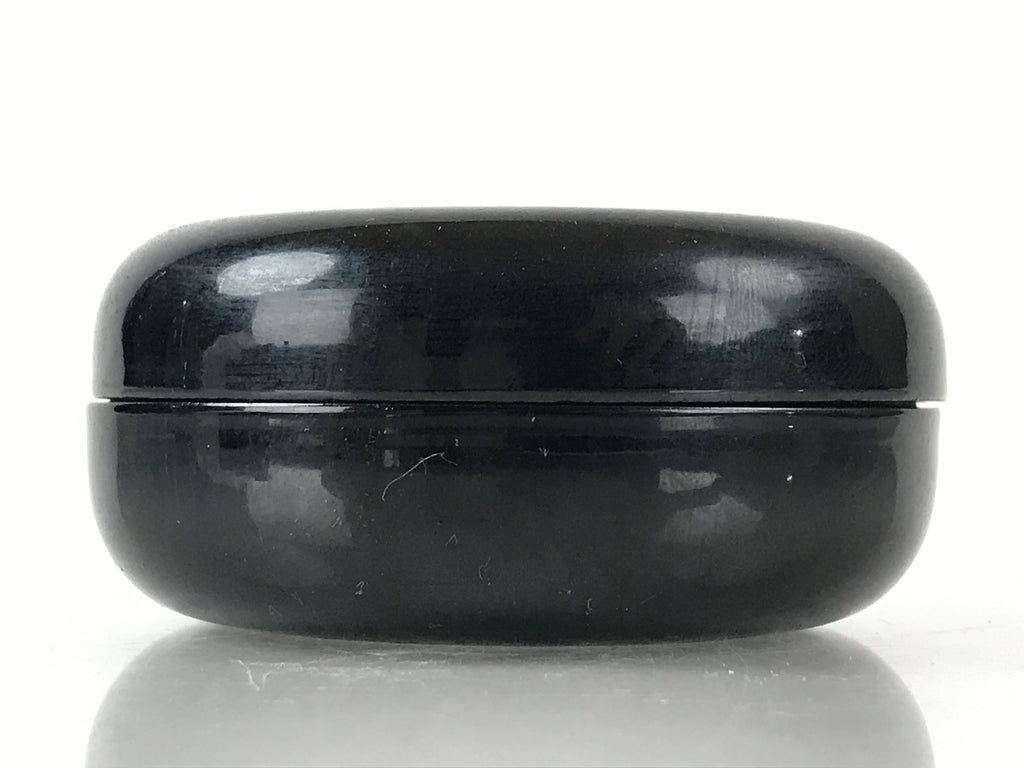Japanese Buddhist Altar Fitting Incense Container Round Kogo Black Flower BU971