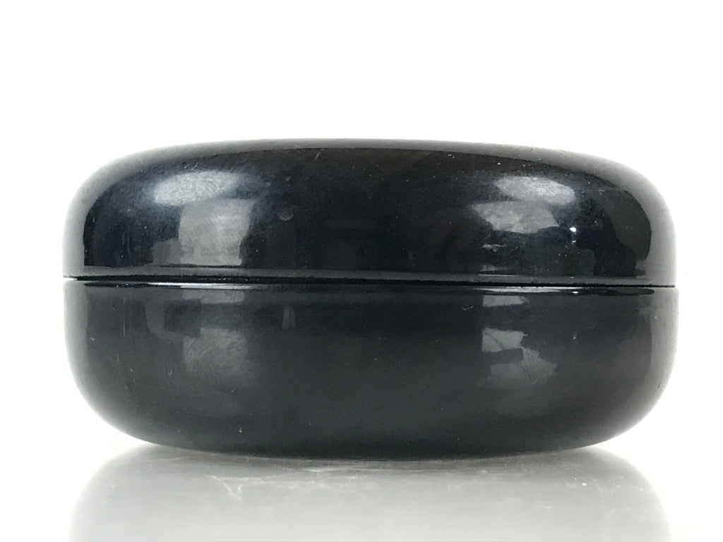 Japanese Buddhist Altar Fitting Incense Container Round Kogo Black Flower BU971