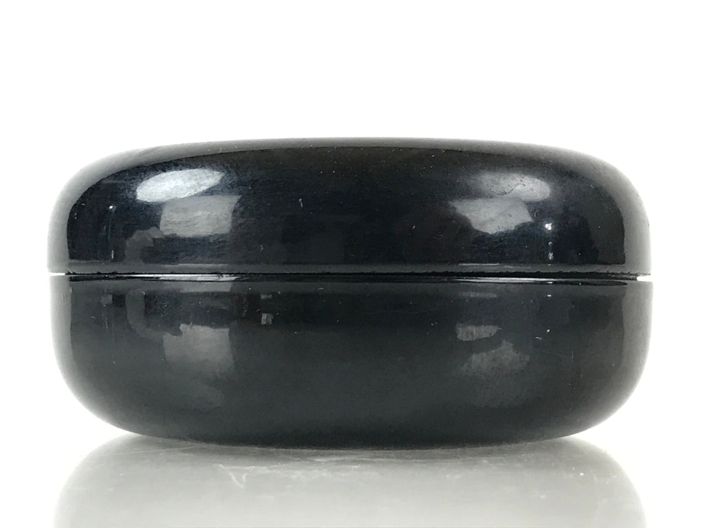 Japanese Buddhist Altar Fitting Incense Container Round Kogo Black Flower BU971