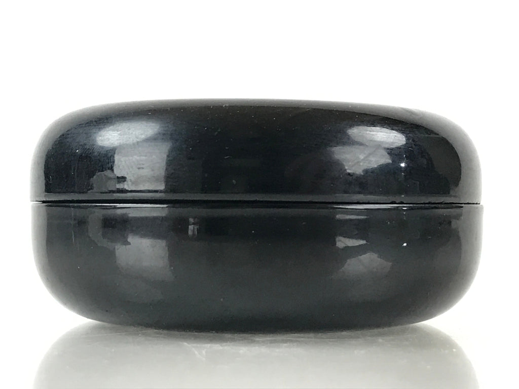Japanese Buddhist Altar Fitting Incense Container Round Kogo Black Flower BU971